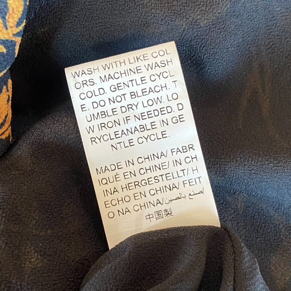 90's Y2K Fit and Flare, Black and Gold Floral Mini Dress Sz S - Picture 6 of 7